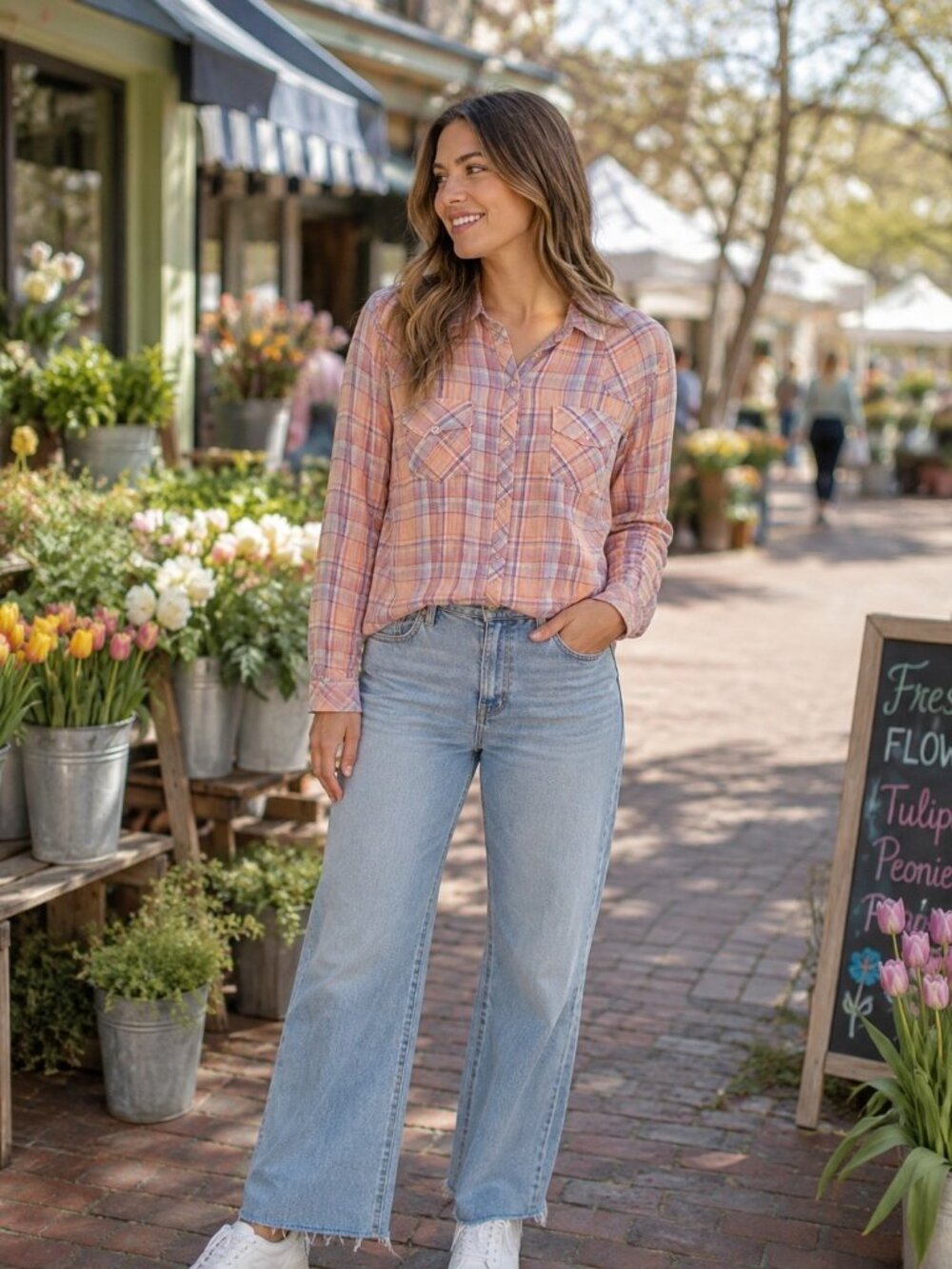 Rails Pink Pastel Plaid Crinkle Cotton Gauze Button Up Shirt